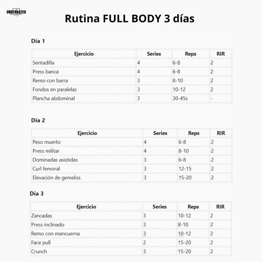 La mejor rutina FULL BODY 3 días