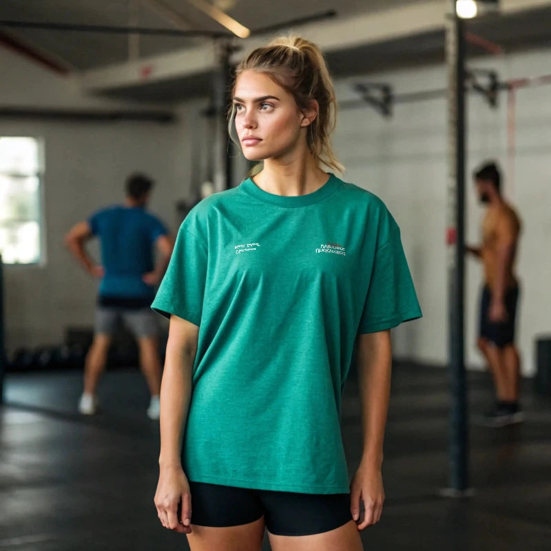 cAMISETA OVERSIZE VERDE TEAL MUJER EN UNDERRATED.ES