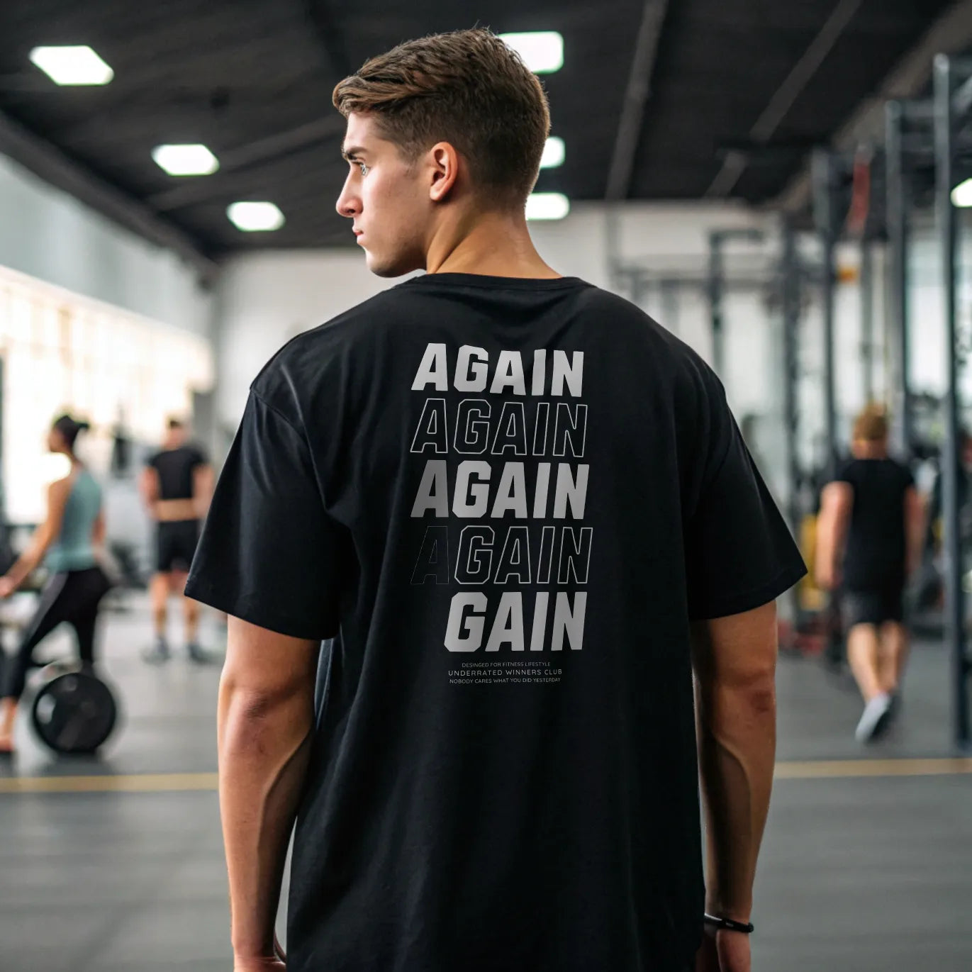Camiseta oversize gym AGAIN AGAIN AND AGAIN en Underrated.es