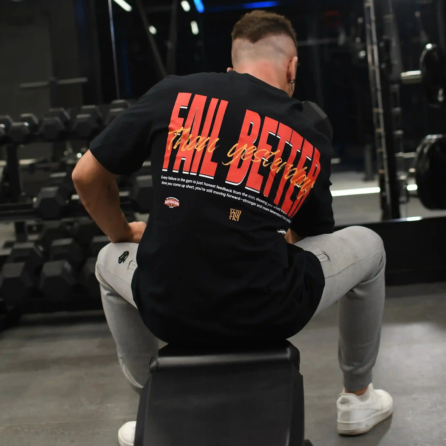 Camiseta oversize gym FAIL BETTER THAN YESTERDAY en underrated.es