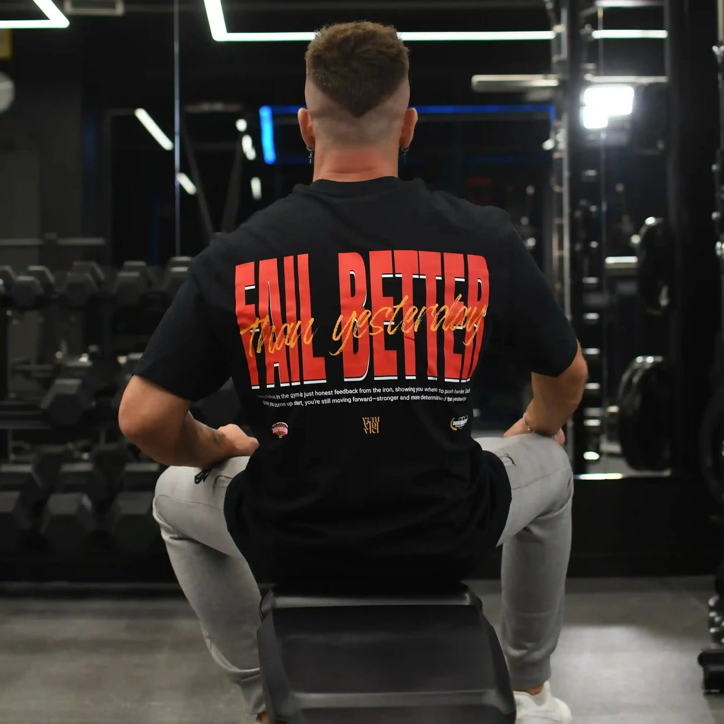 Camiseta oversize gym FAIL BETTER THAN YESTERDAY en underrated.es