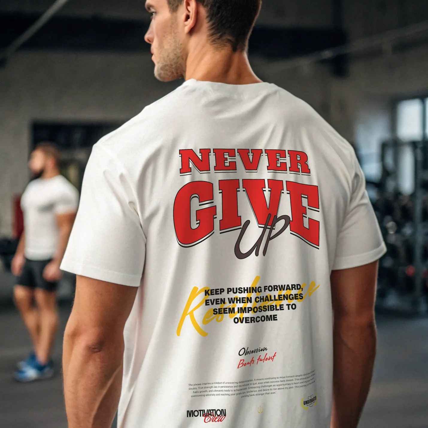 Camiseta oversize gym NEVER GIVE UP en underrated