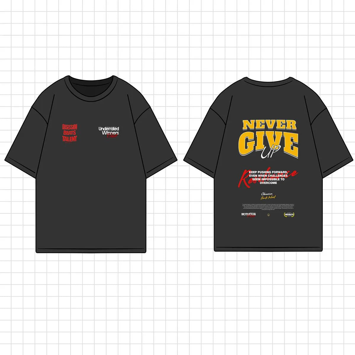 Camiseta oversize gym NEVER GIVE UP en underrated
