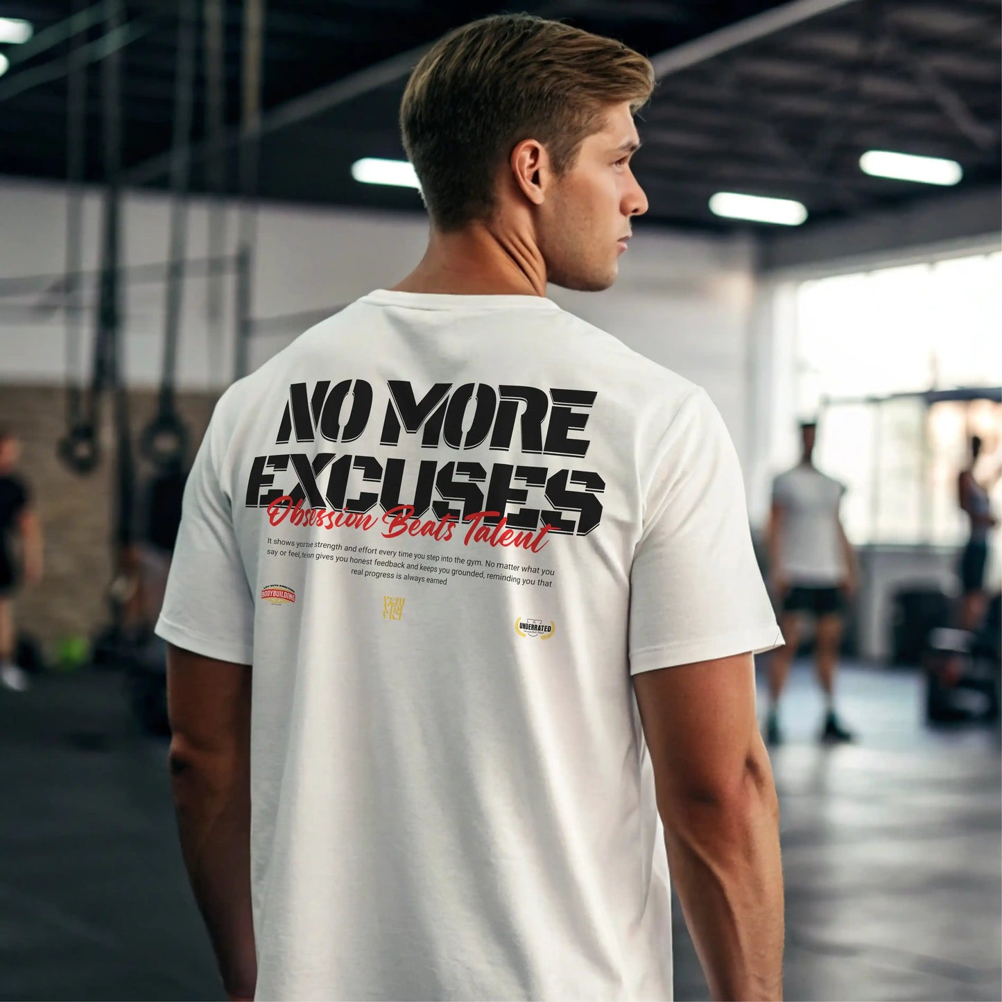 Camiseta oversize gym NO MORE EXCUSES EN UNDERRATED.ES