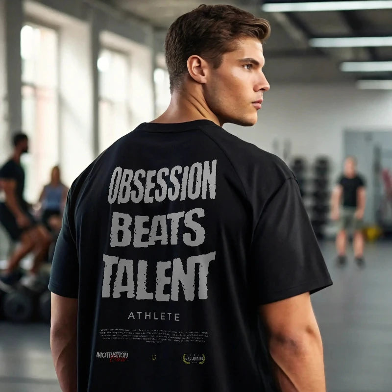 Camiseta oversize gym OBSESSION BEATS TALENT ATHLETE en underrated