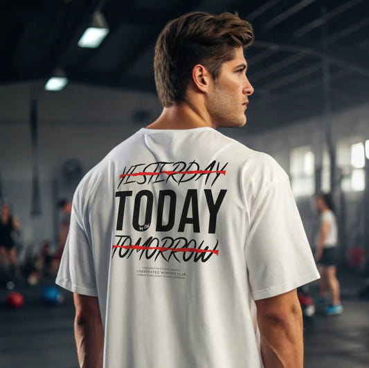 Camiseta oversize gym TODAY blanco para hombre - Underrated