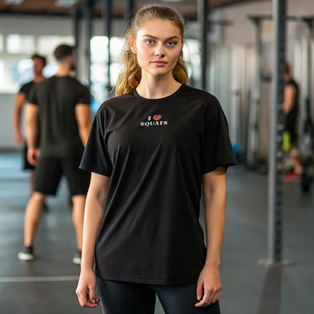 Camiseta oversize gym mujer I LOVE SQUATS en Underrated.es