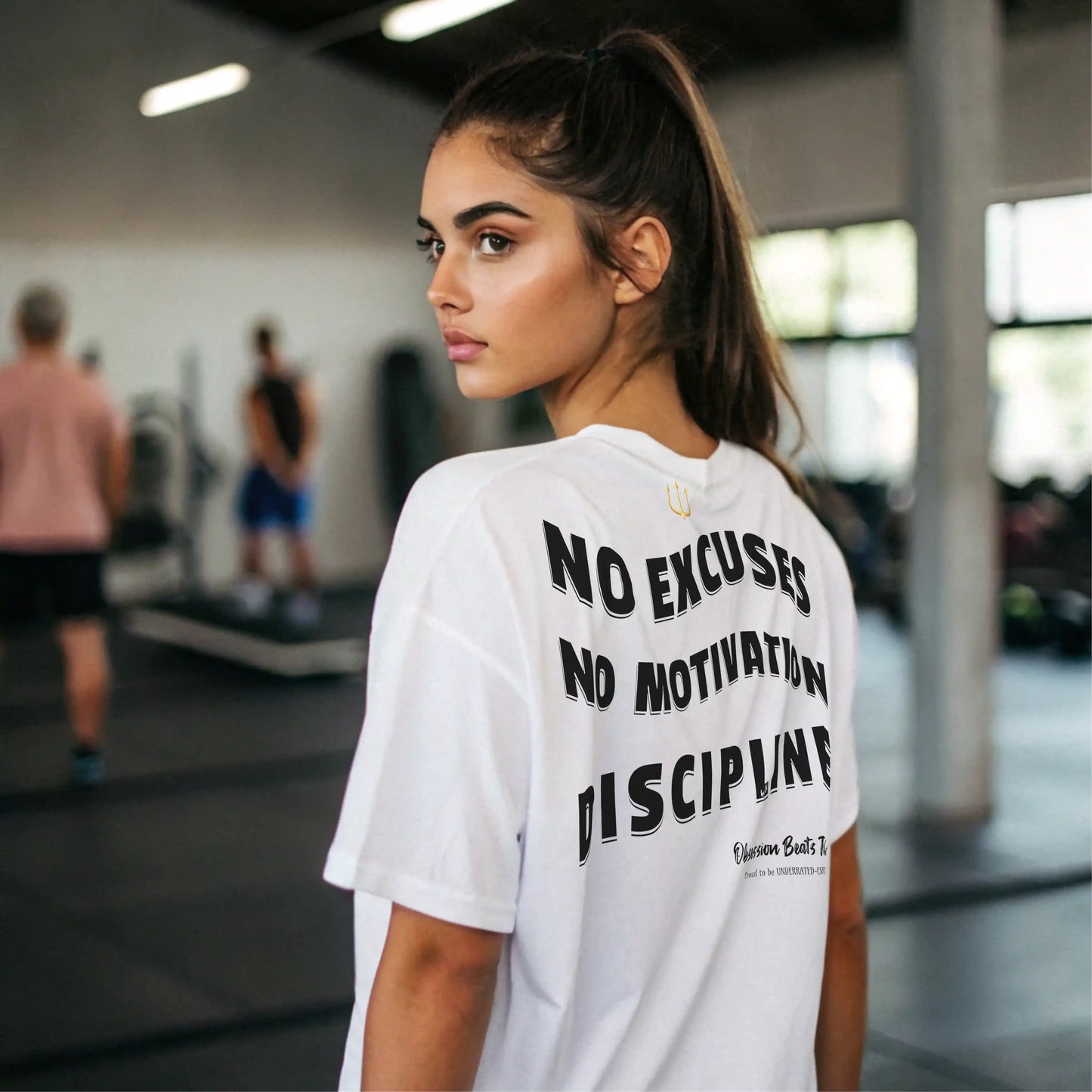 Camiseta oversize mujer NO EXCUSES NO MOTIVATION DISCIPLINE