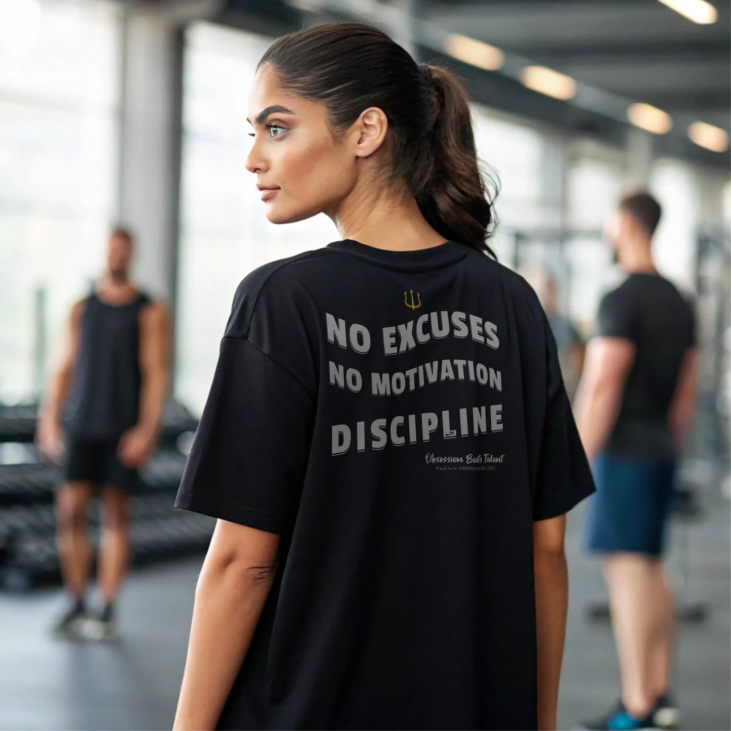 Camiseta oversize mujer NO EXCUSES NO MOTIVATION DISCIPLINE