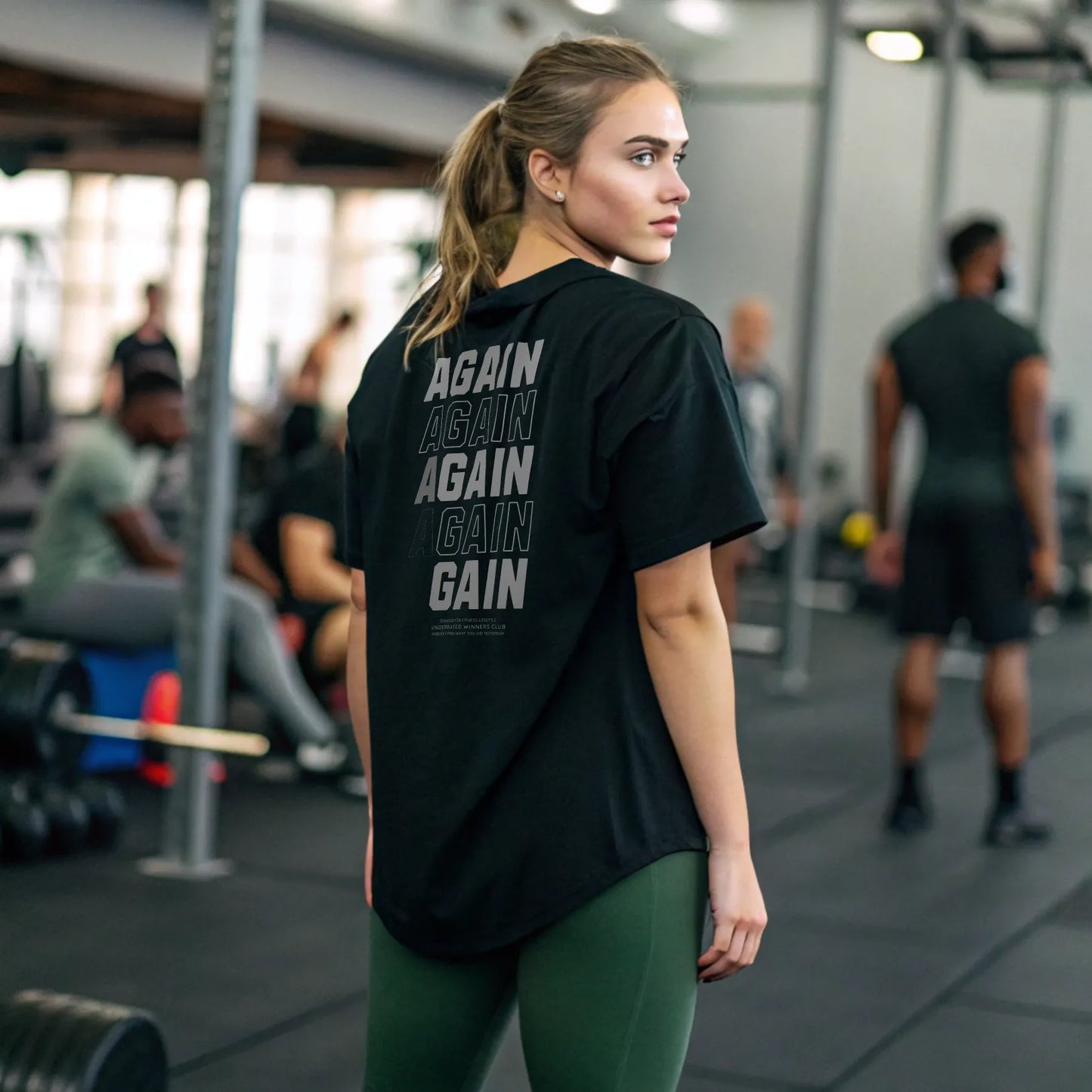 Camiseta oversize mujer gym AGAIN AGAIN AND AGAIN en Underrated.es
