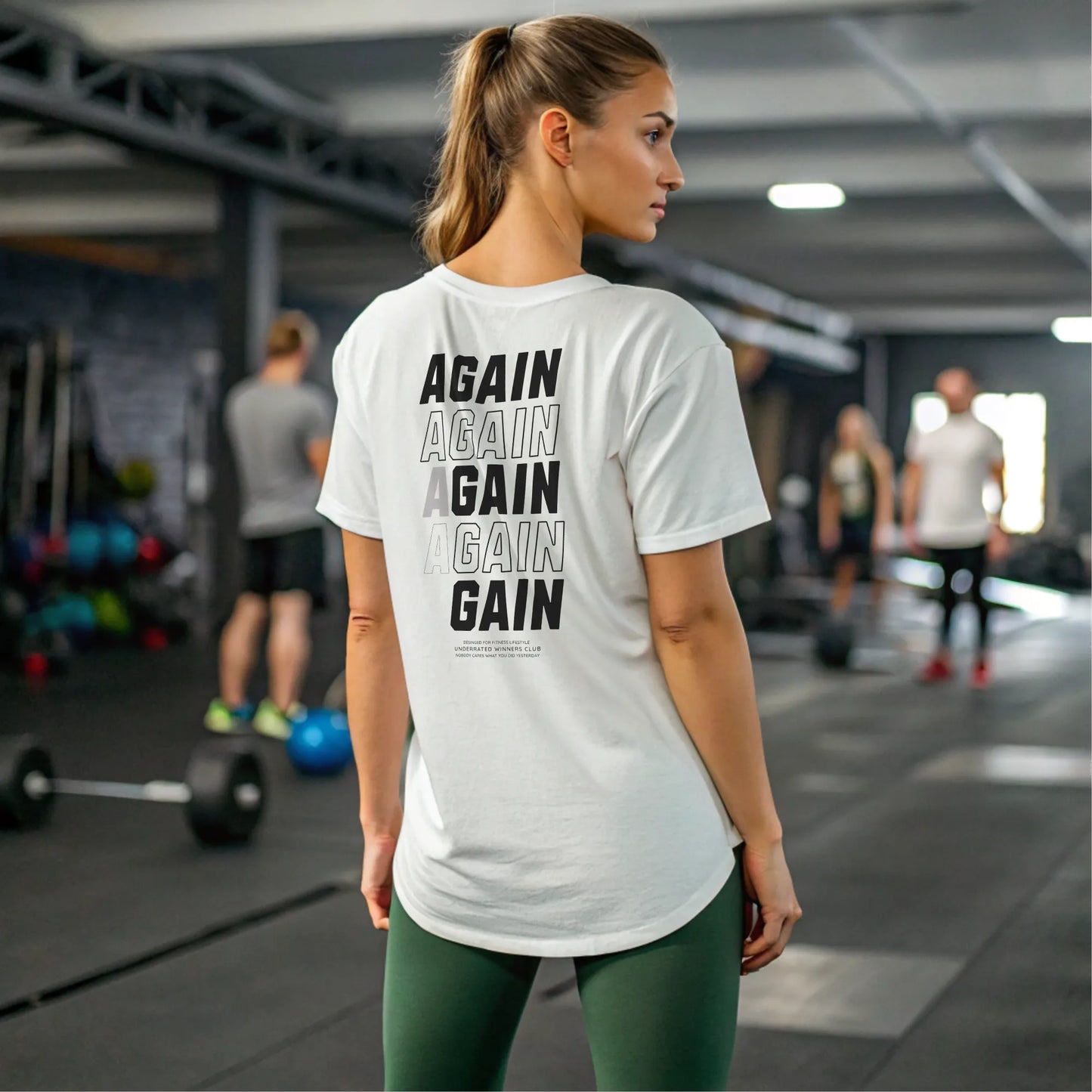 Camiseta oversize mujer gym AGAIN AGAIN AND AGAIN en Underrated.es
