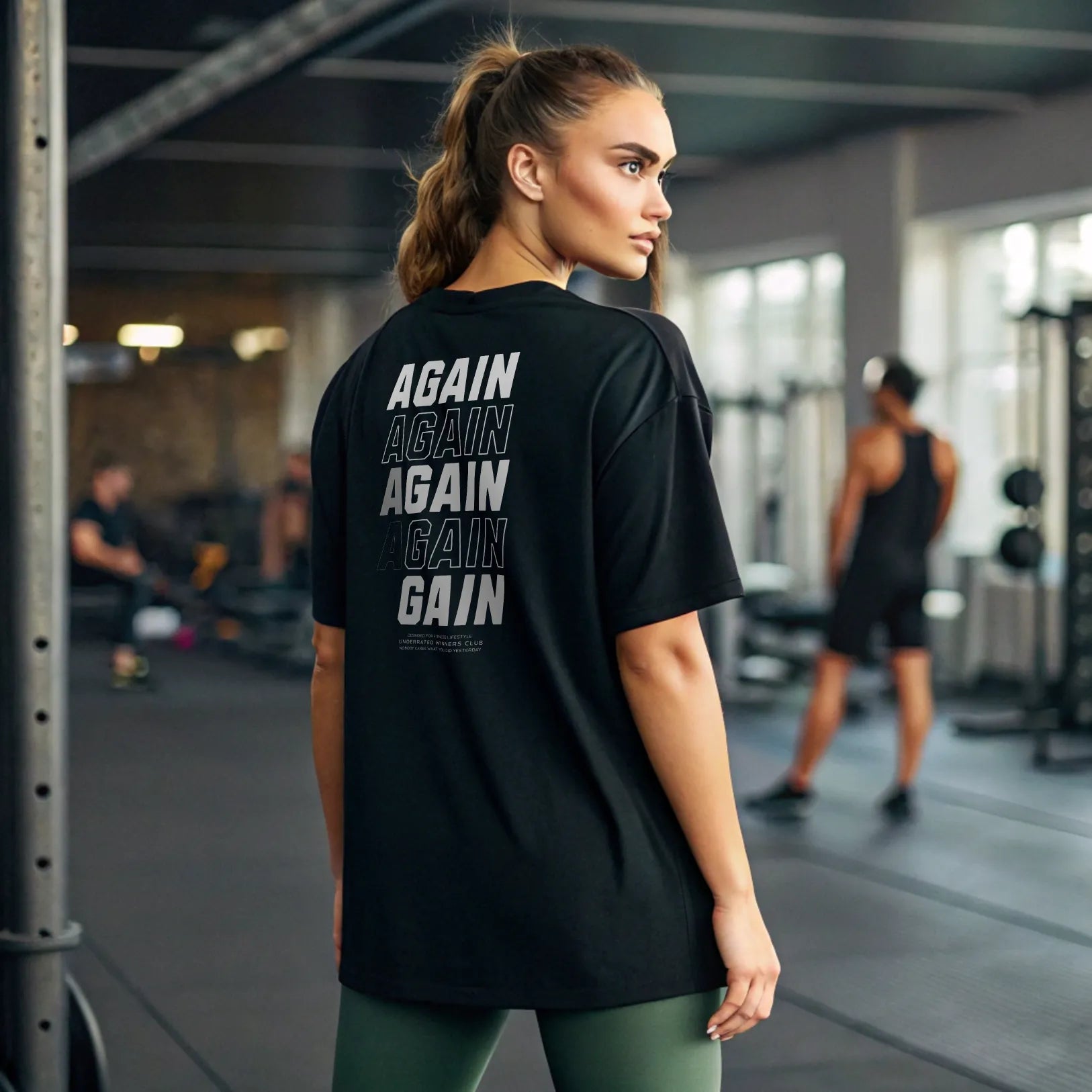 Camiseta oversize mujer gym AGAIN AGAIN AND AGAIN en Underrated.es