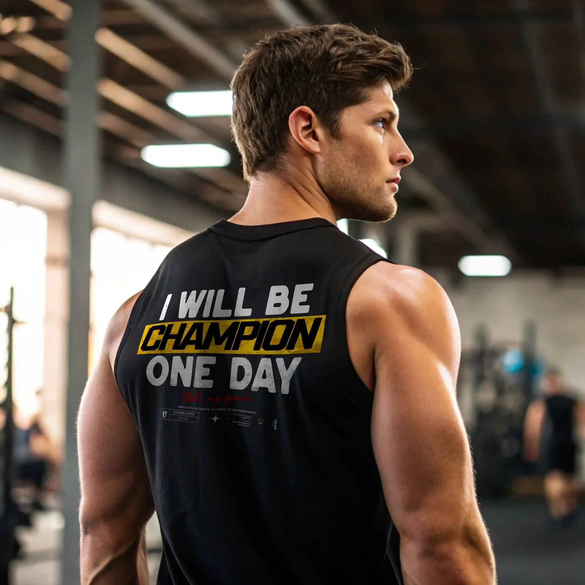 Camiseta sin mangas I WILL BE CHAMPION ONE DAY EN UNDERRATED.ES