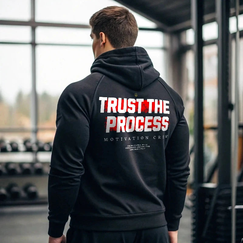 Sudadera gym TRUST THE PROCESS BLACK en Underrated.es