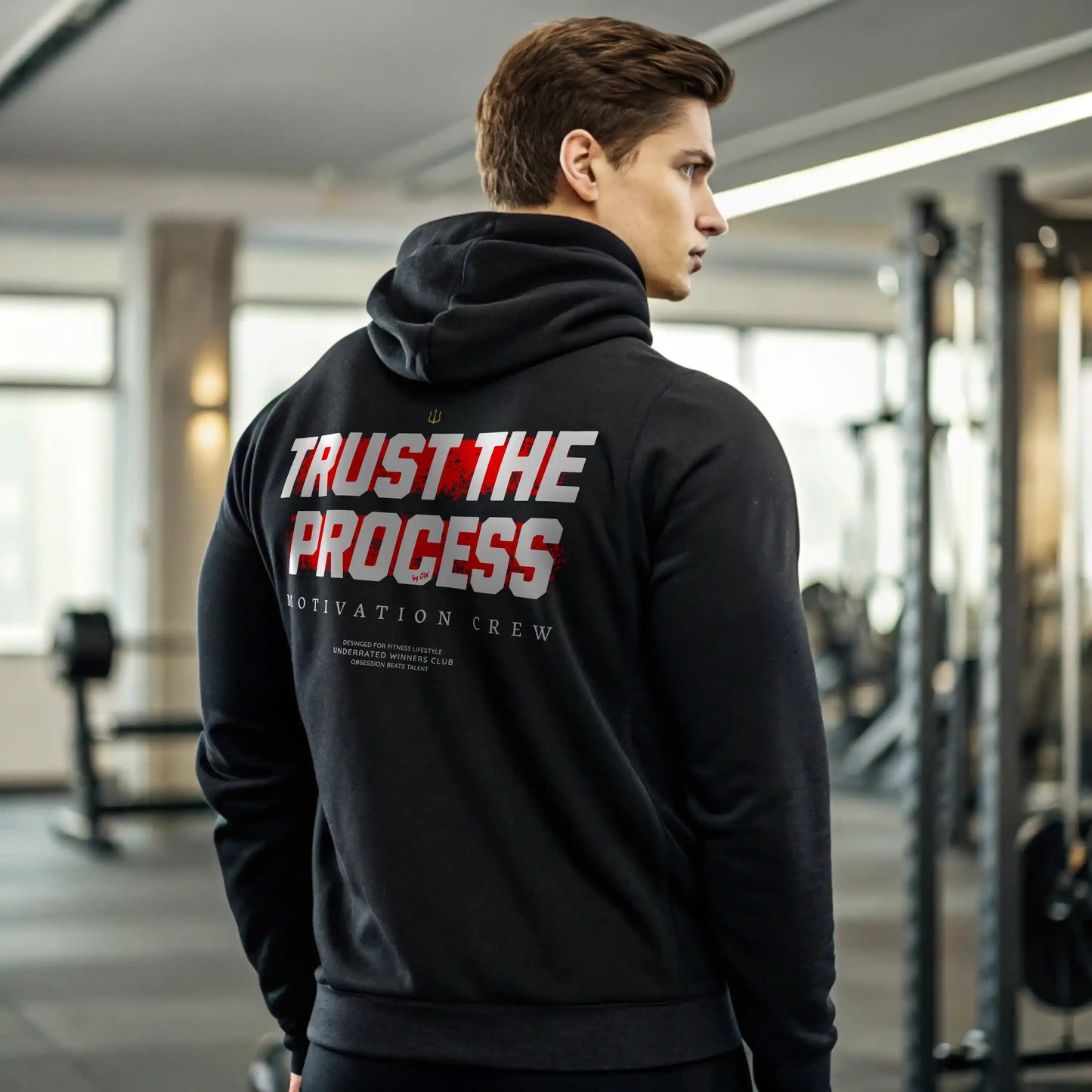 Sudadera gym TRUST THE PROCESS BLACK en Underrated.es