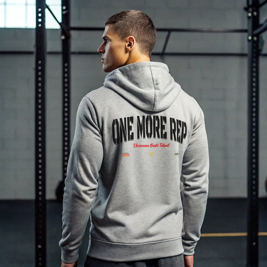 Sudadera gym gris ONE MORE REP en underrated.es