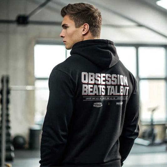 Sudadera gym negra OBSESSION BEATS TALENT EN UNDERRATED.ES