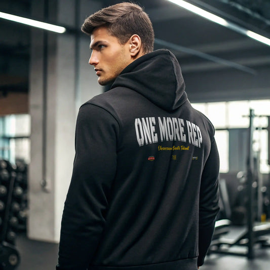 Sudadera gym negra ONE MORE REP en underrated.es