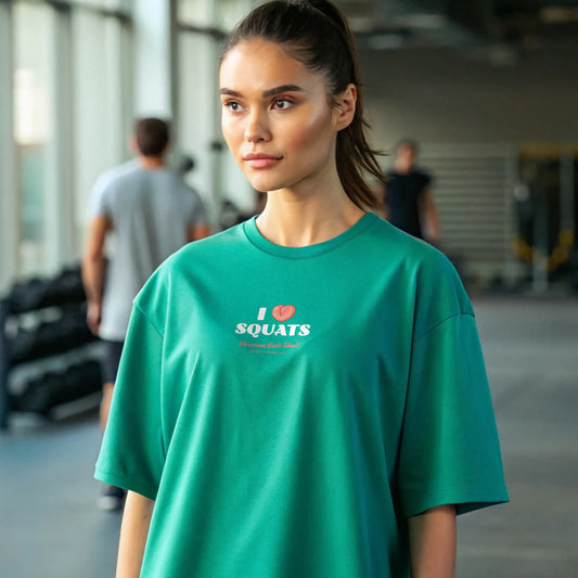 Camiseta oversize mujer I LOVE SQUATS