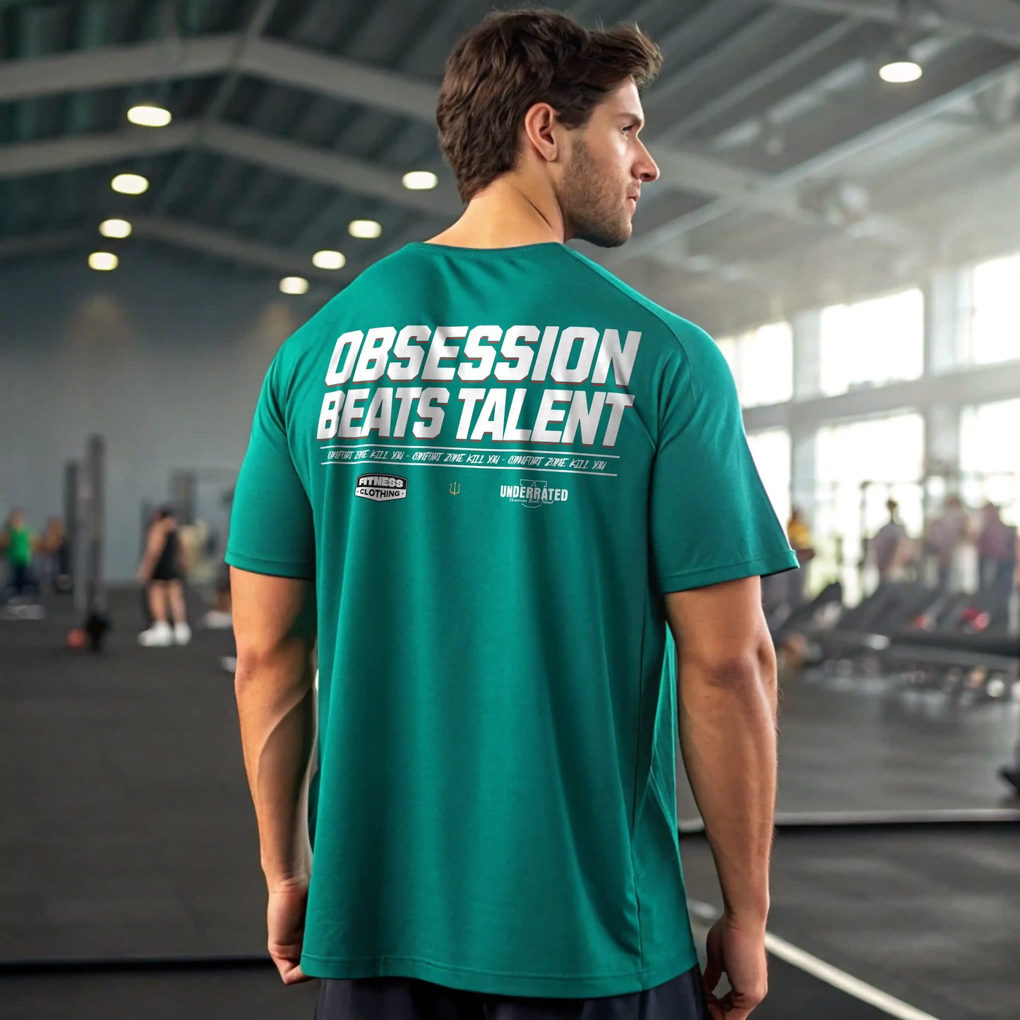 camiseta oversize gym obsession beats talent verde teal en underrated.es