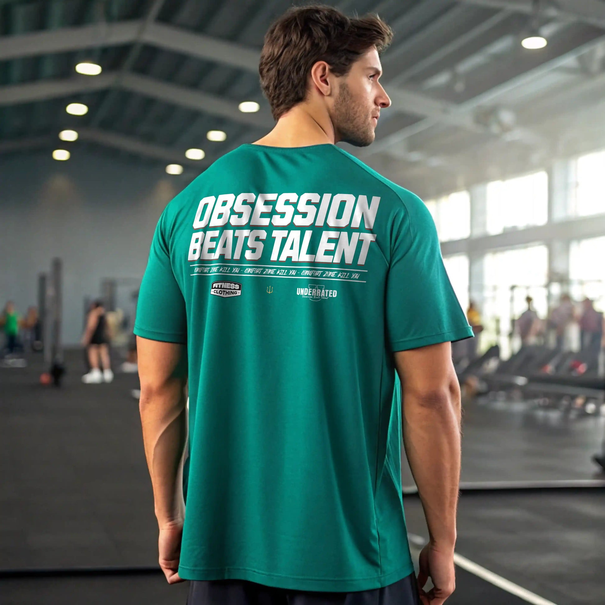 camiseta oversize gym obsession beats talent verde teal en underrated.es