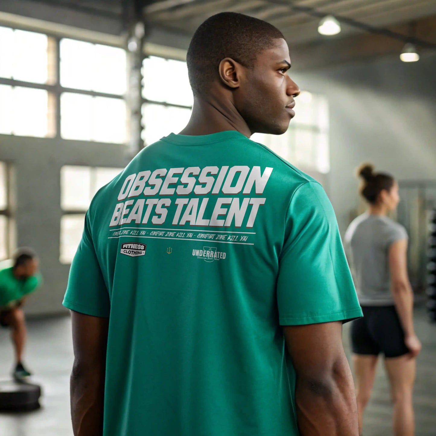 camiseta oversize gym obsession beats talent verde teal en underrated.es