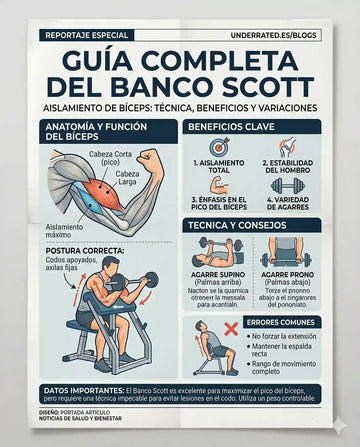 Banco Scott guía, técnica y beneficios para bíceps