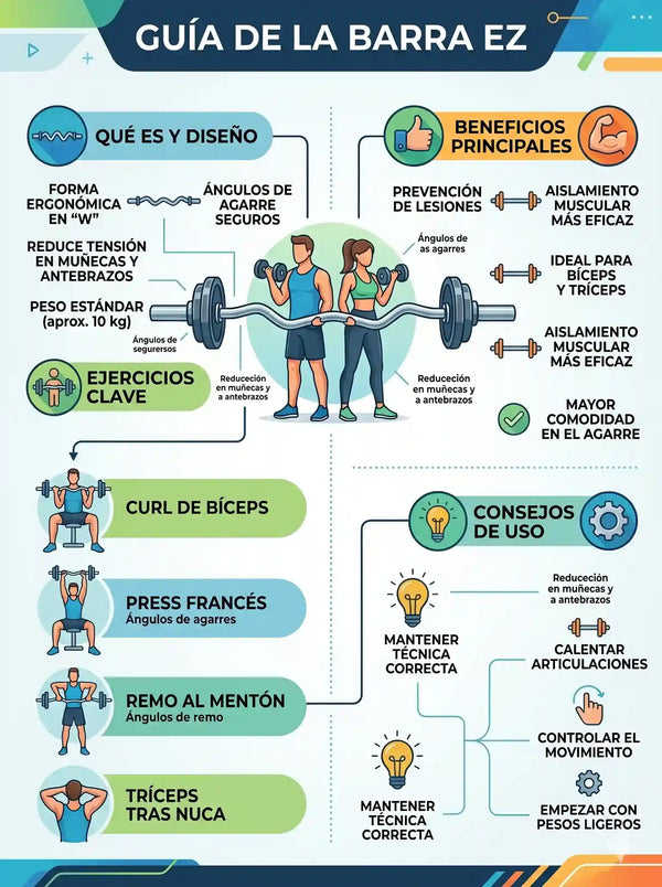Barra EZ la guía definitiva: Ejercicios, beneficios y técnica