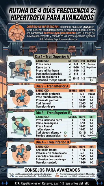 Rutina de 4 días para hipertrofia frecuencia 2 hombres PDF