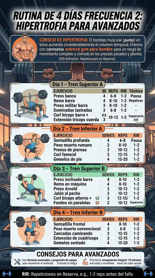 Rutina de 4 días para hipertrofia frecuencia 2 hombres PDF