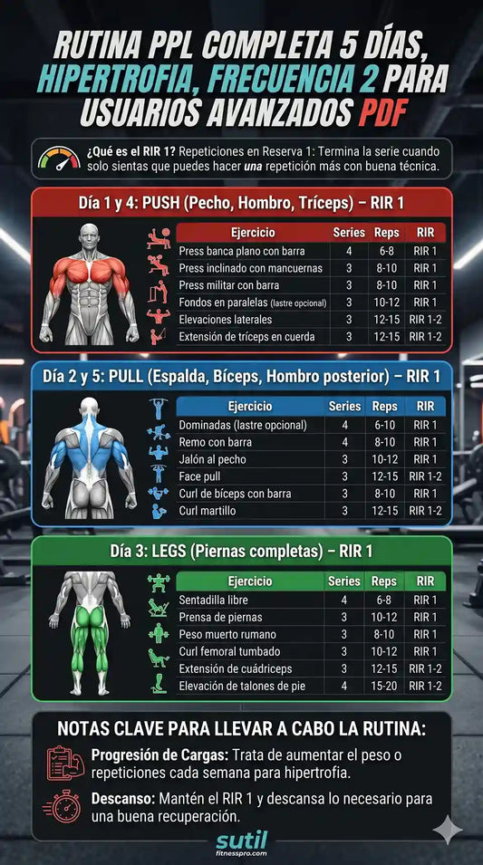 La mejor rutina de entrenamiento PUSH PULL LEGS 5 días | Usuarios avanzados
