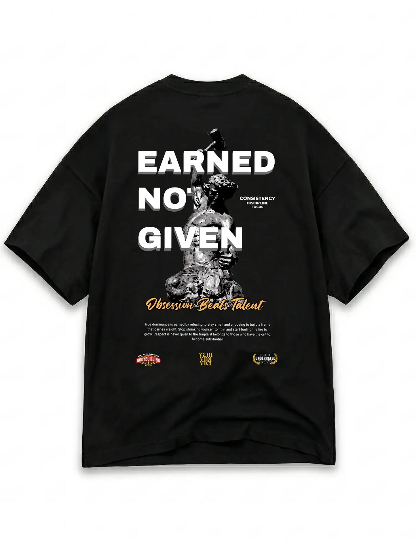 EARNED NOT GIVEN CAMISETA OVERSIZE GYM UNDERRATED