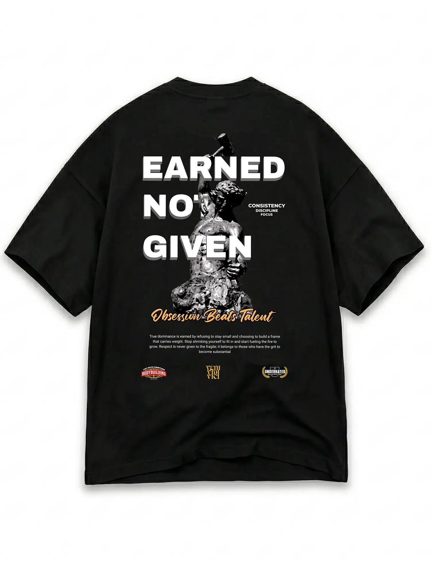EARNED NOT GIVEN CAMISETA OVERSIZE GYM UNDERRATED