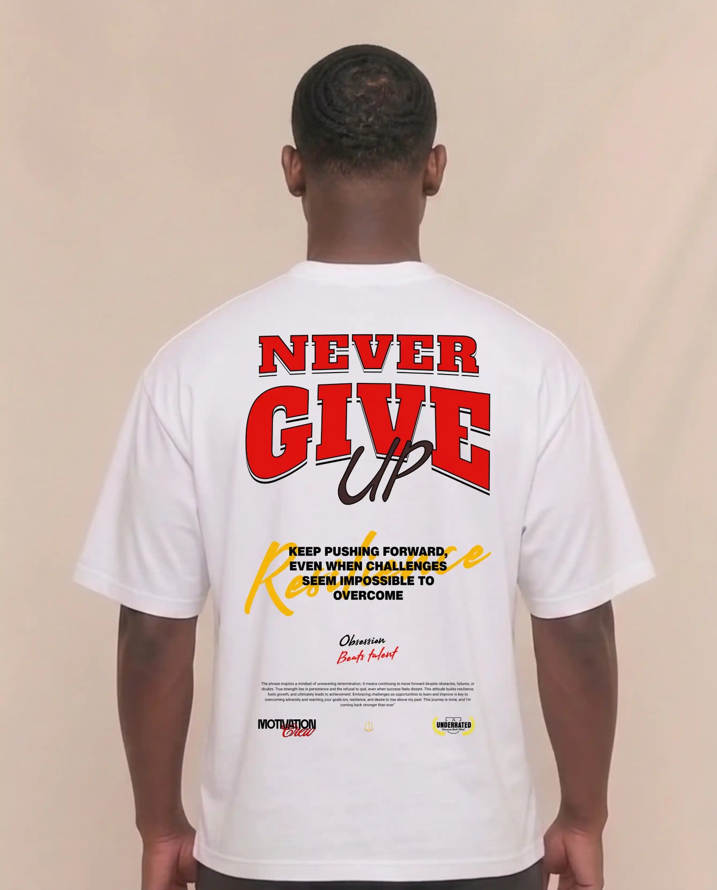 CAMISETA NEVER GIVE UP OVERSIZE GYM 