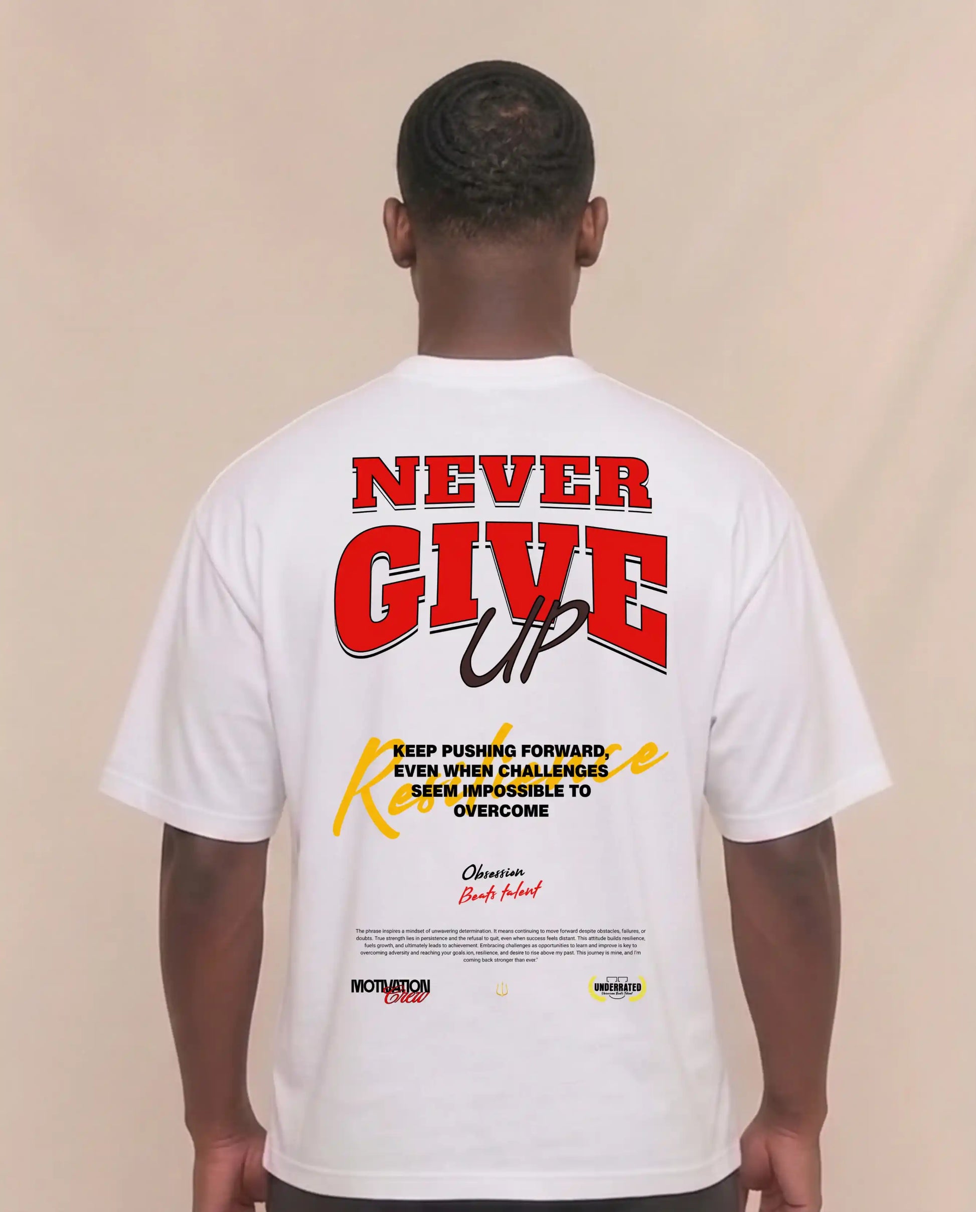 CAMISETA NEVER GIVE UP OVERSIZE GYM 