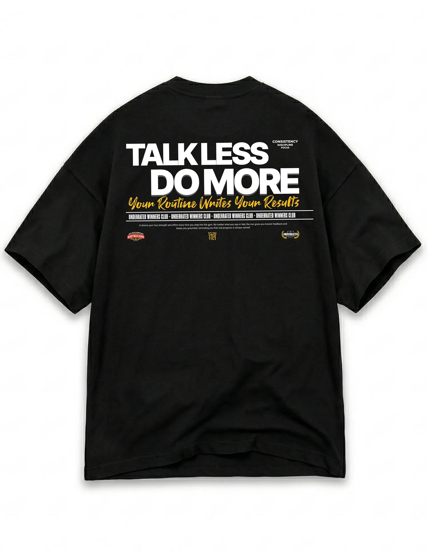 CAMISETA OVERSIZE GYM TALK LESS DO MORE UNDERRATED BRAND