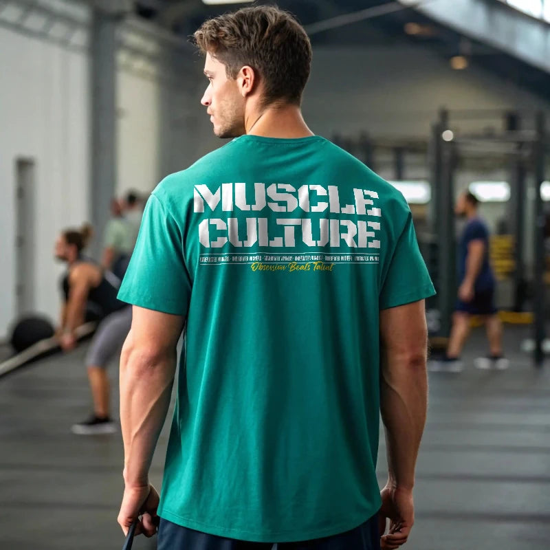 Camiseta oversize gym muscle culture verde teal en underrated.es