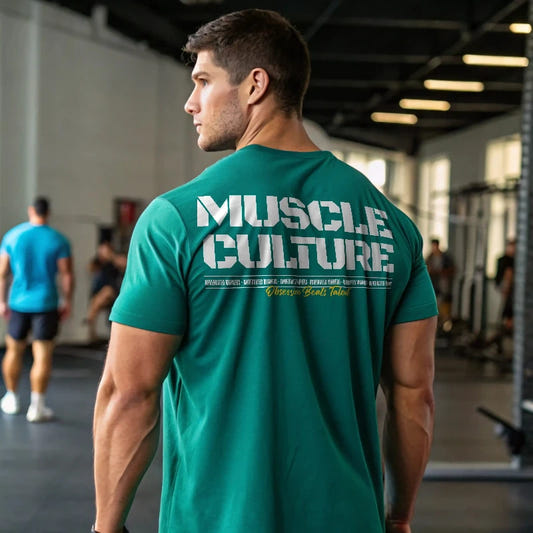 Camiseta oversize gym muscle culture verde teal en underrated.es