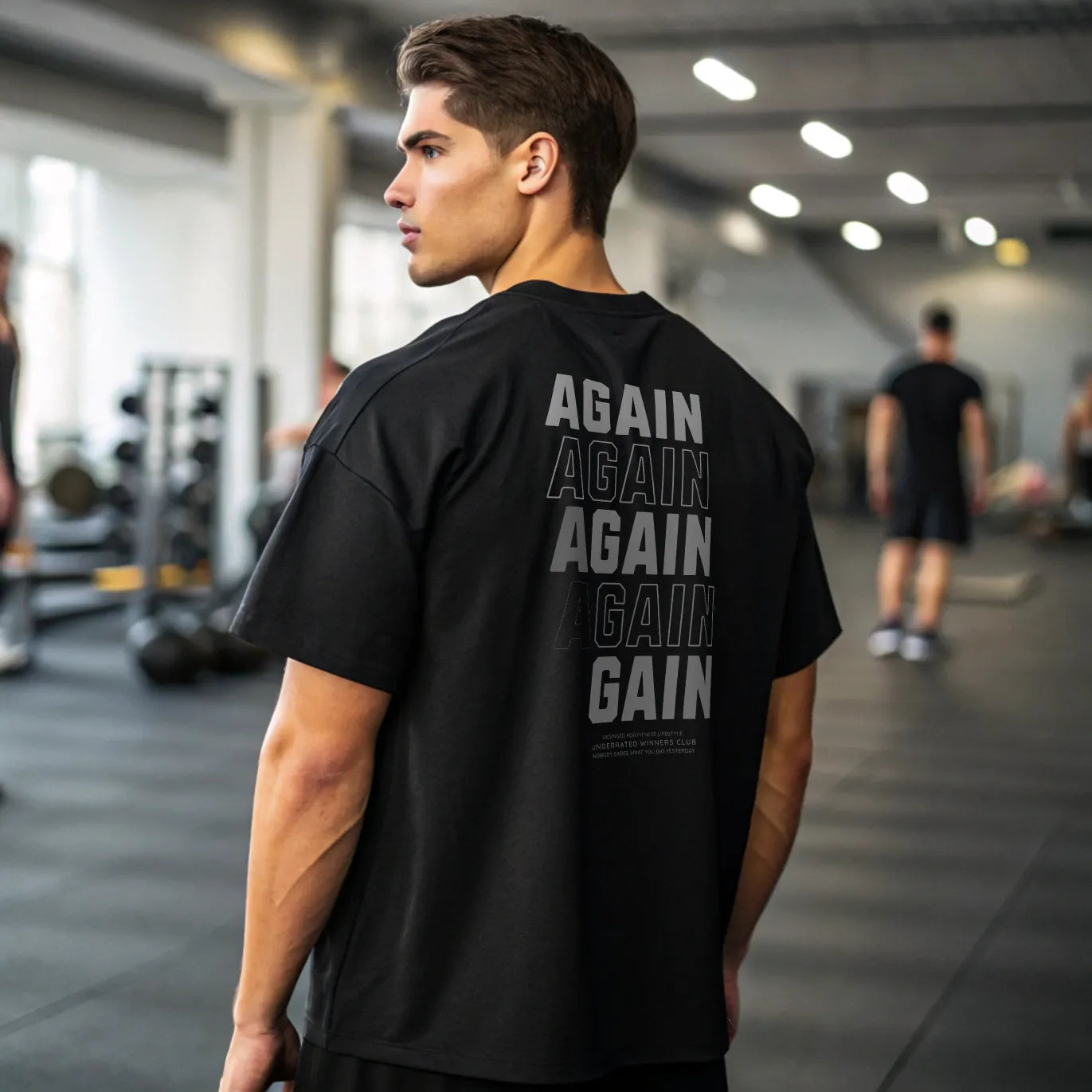 Camiseta oversize gym AGAIN AGAIN AND AGAIN en Underrated.es