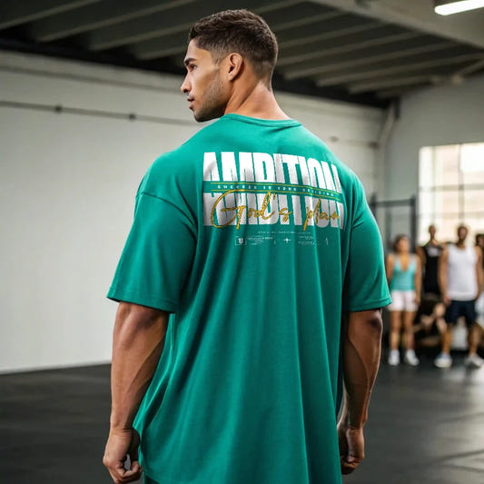 Camiseta oversize gym AMBITION verde para hombre - Underrated