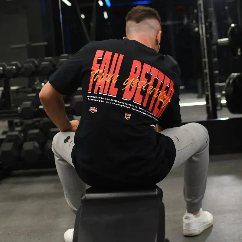 Camiseta oversize gym FAIL BETTER  THAN YESTERDAY en underrated.es