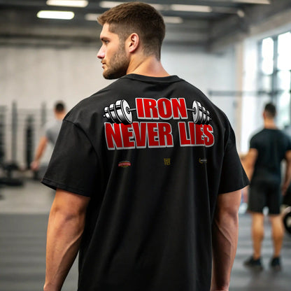 Camiseta oversize gym IRON NEVER LIES EN UNDERRATED.ES