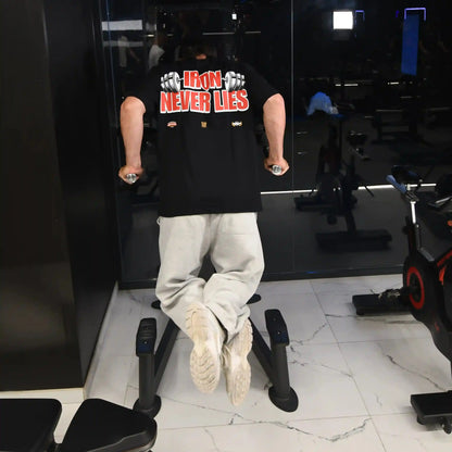 Camiseta oversize gym IRON NEVER LIES en underrated.es