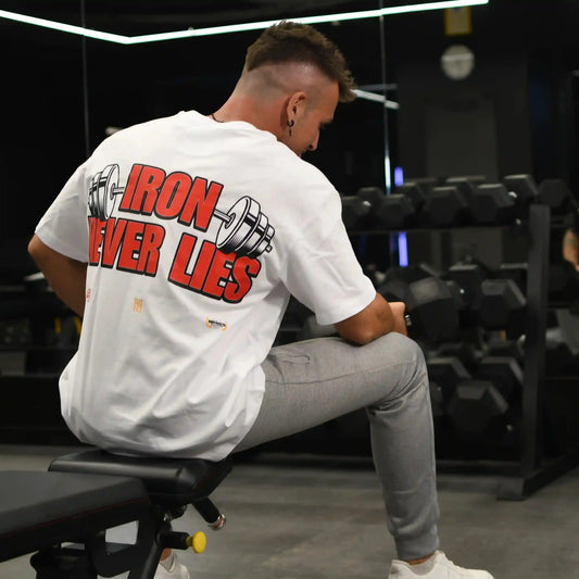 Camiseta oversize gym IRON NEVER LIES en underrated.es