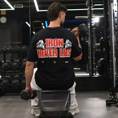 Camiseta oversize gym IRON NEVER LIES en underrated.es
