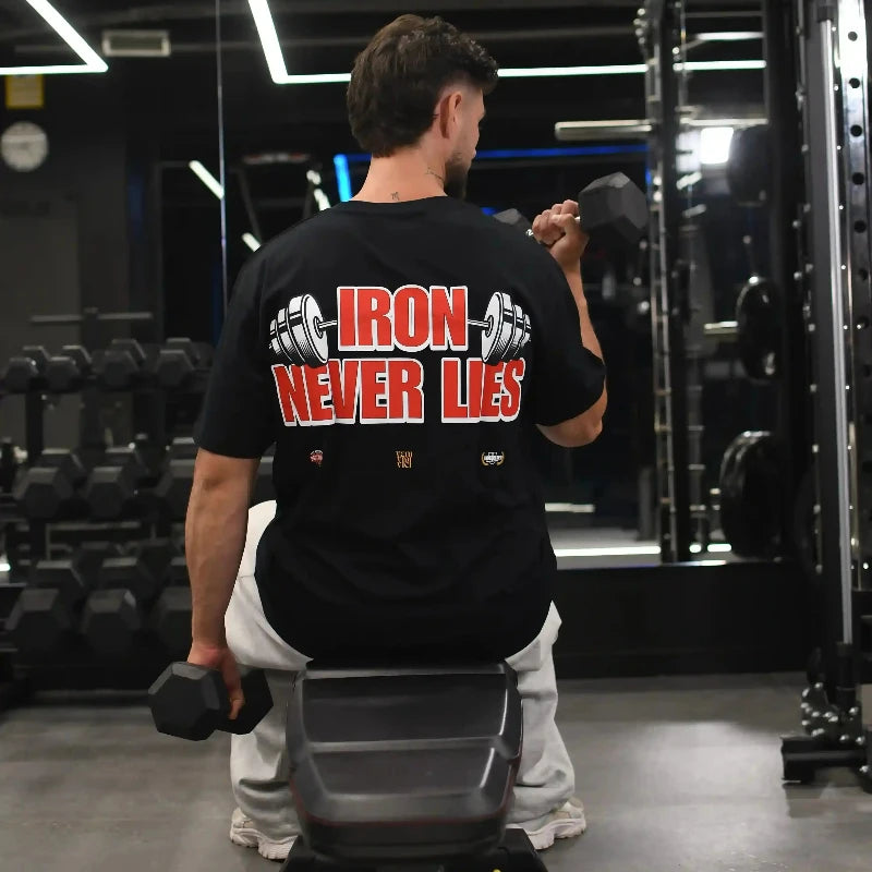 Camiseta oversize gym IRON NEVER LIES en underrated.es
