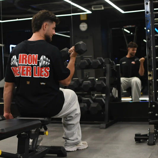 Camiseta oversize gym IRON NEVER LIES en underrated.es