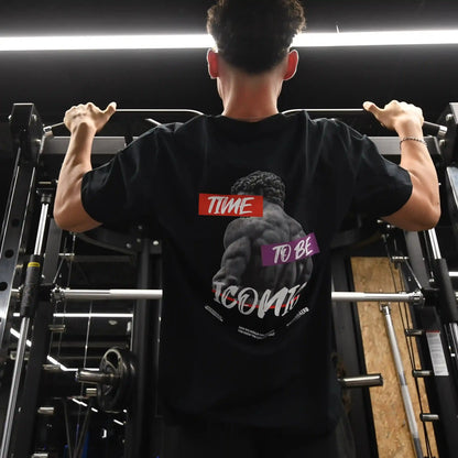Camiseta oversize gym TIME TO BE ICONIC en underrated.es