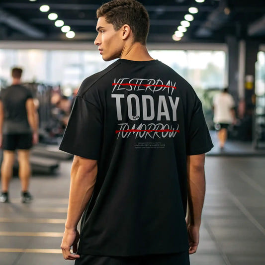 Camiseta oversize gym TODAY negra para hombre - Underrated