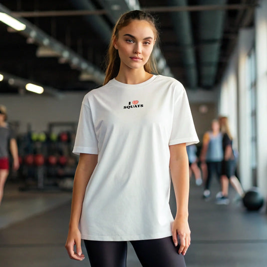 Camiseta oversize gym mujer I LOVE SQUATS en Underrated.es